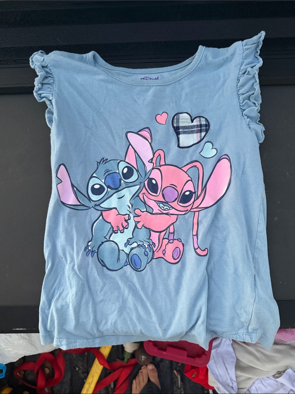 Disney Light Blue Tee with Pink & Blue Stitch Design